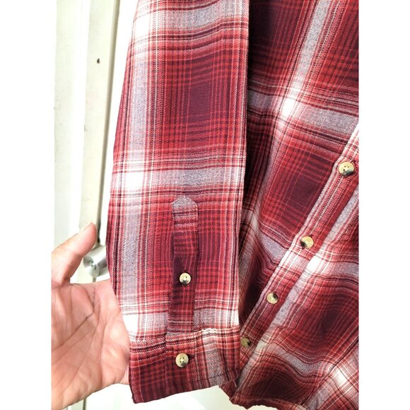 JACHS Girlfriend Red & White Plaid Button-Up Long Sleeve Shirt With pockets - Picture 5 of 12
